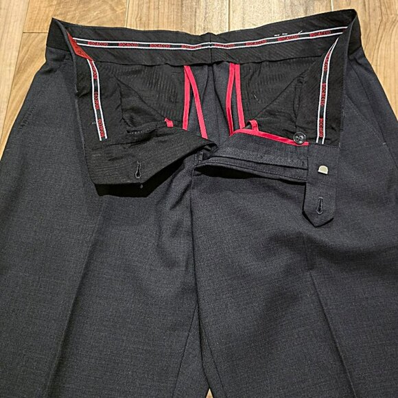 New Bocaccio Uomo Dress Pants 36 Mens Gray Flat Front Unhemmed Paris Trousers - Picture 5 of 11